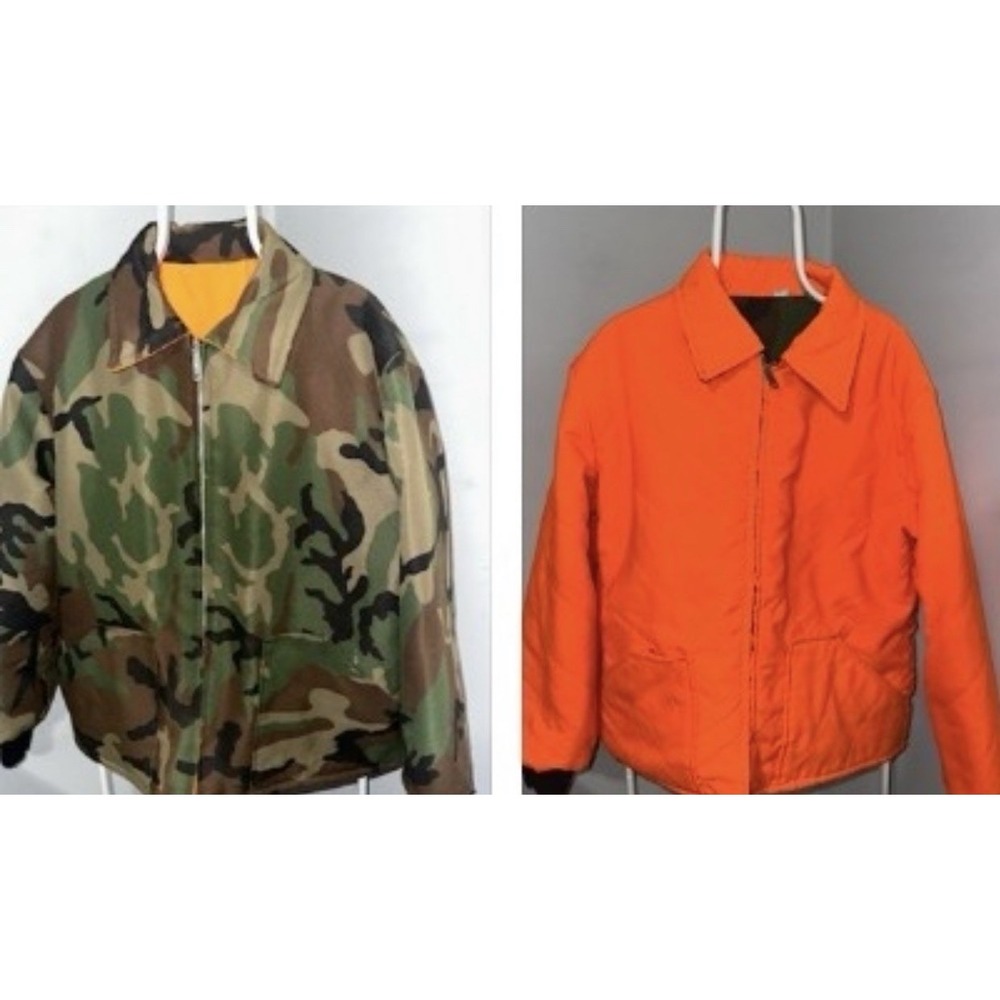 Vtg Hunting Samco (?)Reversible Men's Camo/ Blaze OrangeUSA Simco Zipper Size Lg